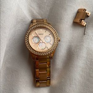Fossil crystal face watch